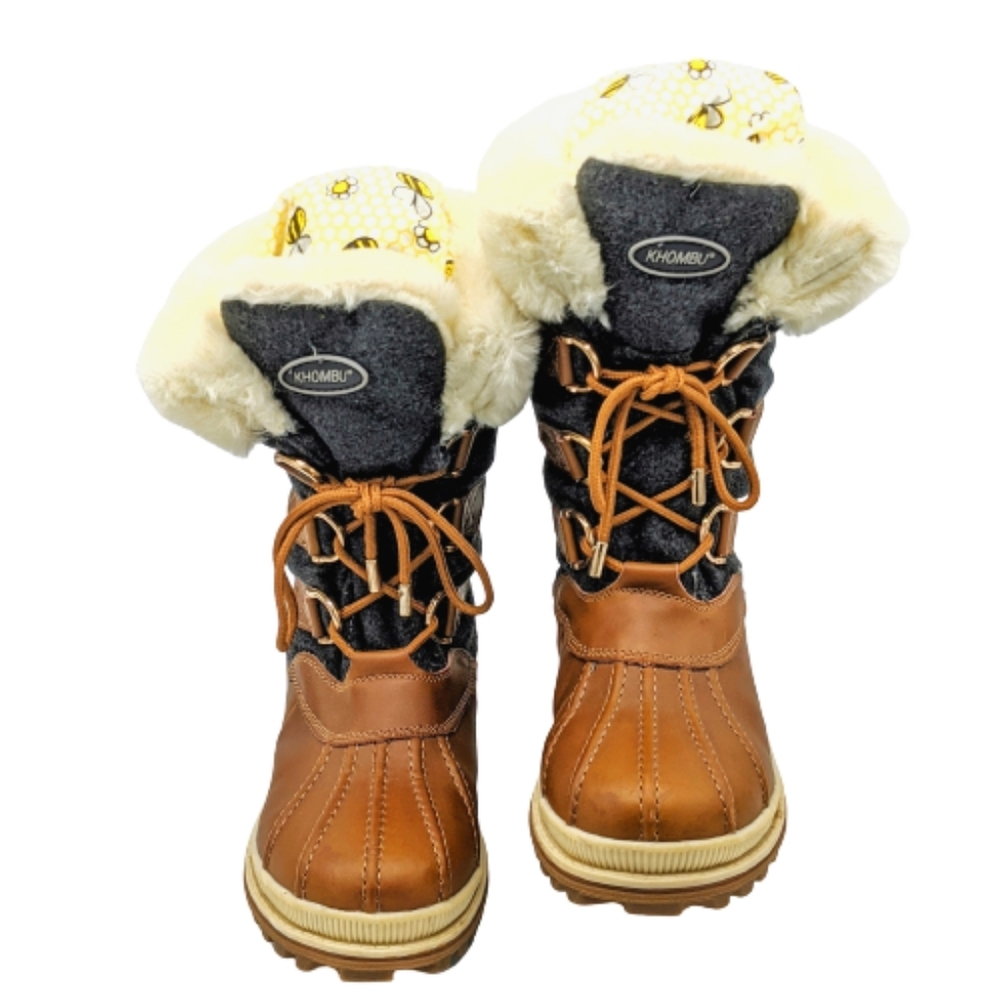 Khombu faux fur lined leather duck boot women's 8M
